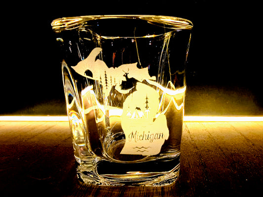 The Great Lakes State Laser-Engraved Shot Glass (2.2 oz) For The Michigander In You.