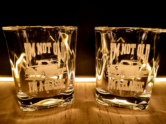 Get your pair of 2.2 Ounce Shot Glass, Heavy Base. I'm Not Old I'm a Classic Belair Shot Glass